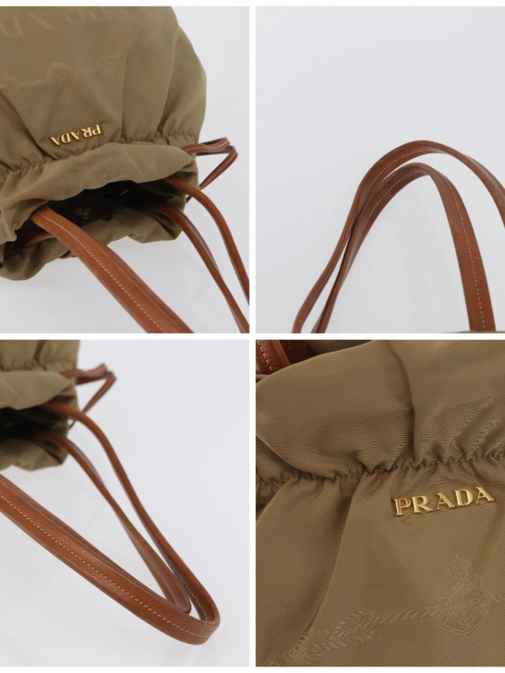 PRADA Tote Bag Nylon Beige Gold Auth bs32789 - Picture 16 of 16